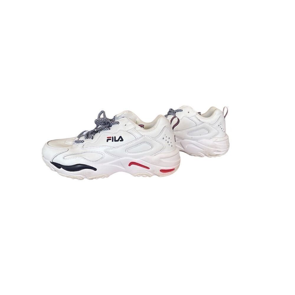 Fila Womens White 5RM00735-125 Leather Lace Up Running Athletic Shoes Size 10